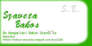 szaveta bakos business card